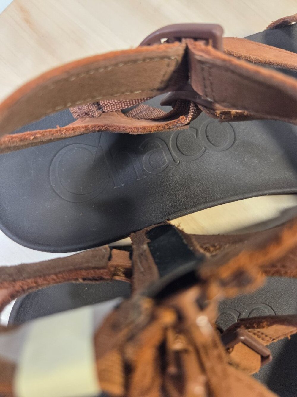 Chaco Nutshell Brown Lowdown Leather Strappy High Sporty Sandals Women US 11 - Picture 10 of 14